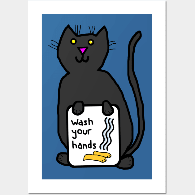 Cute Cats say Wash Your Hands Sign Wall Art by ellenhenryart